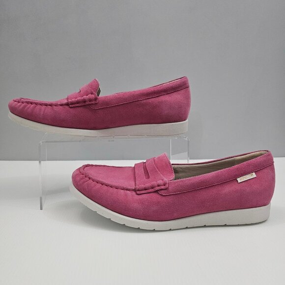 Mephisto Volga Loafer Moccasin Womens 10 Raspberry Pink Suede Soft Air Comfort - Picture 2 of 14